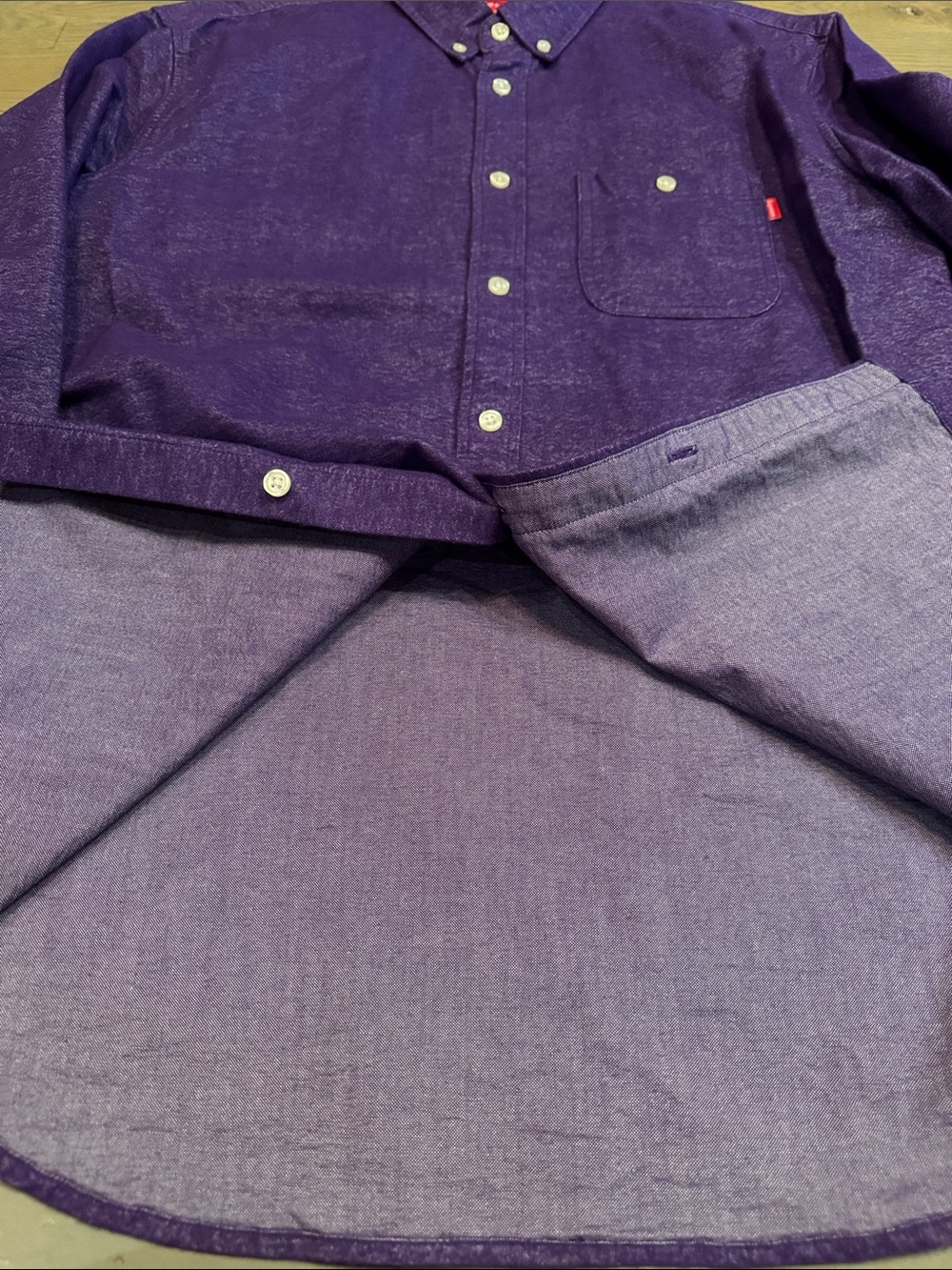 Supreme Deep Purple Long-Sleeve Button Down Shirt - Picture 5 of 7